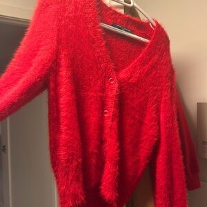 Red Cardigan Sweater